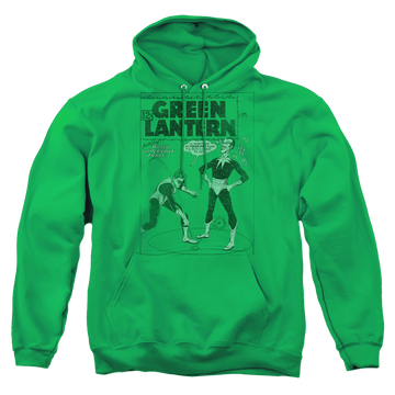 Kelly green pullover hoodie with Green Lantern Perilous Traps graphic