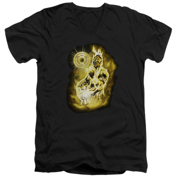 Black men's v-neck t-shirt with Green Lantern Sinestro Nebula graphic