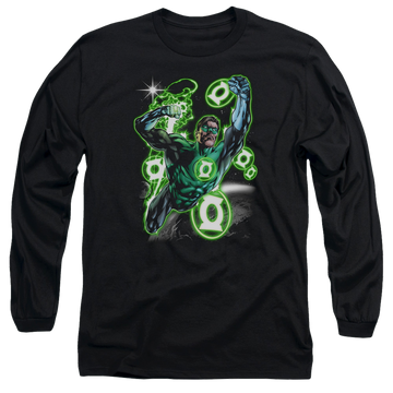 Black men's long sleeve t-shirt with Green Lantern Earth Sector graphic