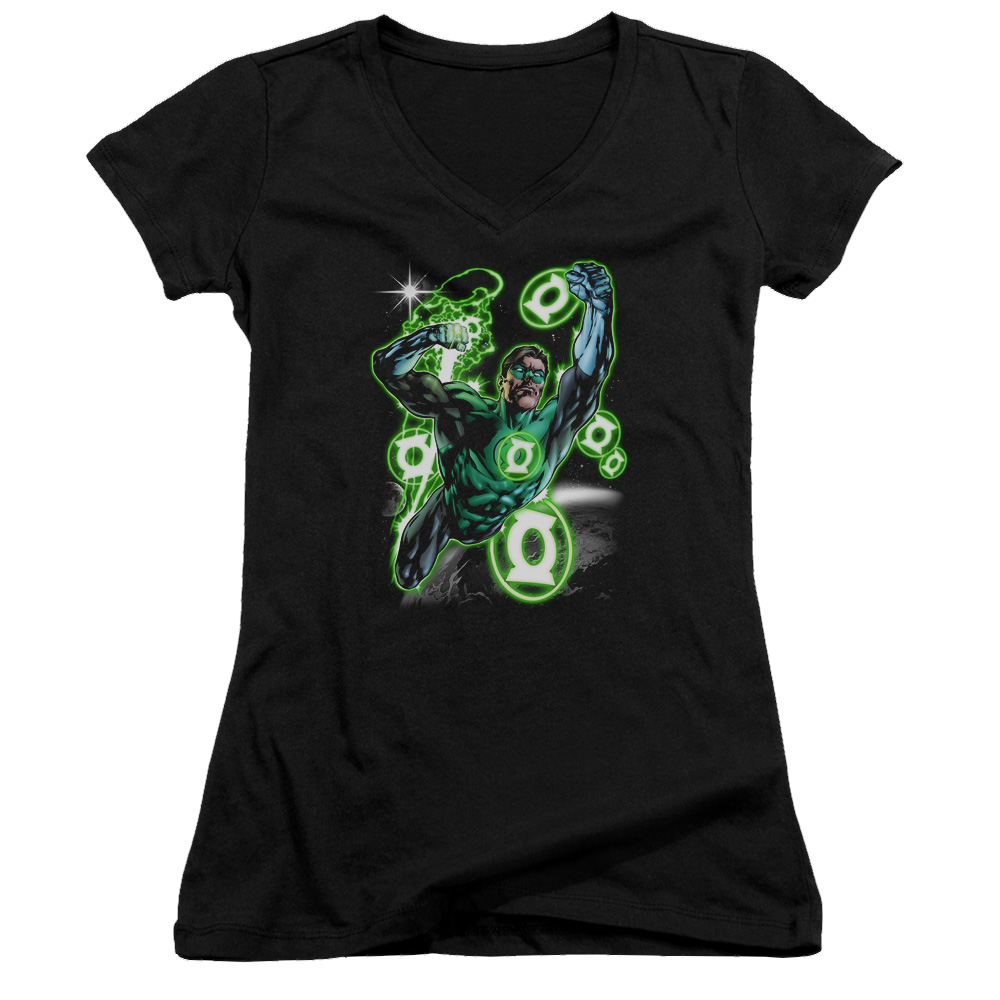 Green Lantern Earth Sector - Juniors V-Neck T-Shirt Juniors V-Neck T-Shirt Green Lantern