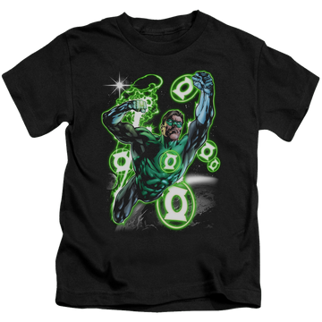 Black kid's t-shirt for ages 4 to 7 with Green Lantern Earth Sector graphic
