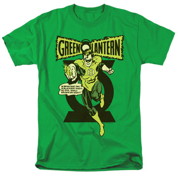 Kelly green men's regular fit t-shirt with Green Lantern Retro Oath graphic