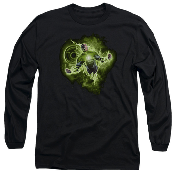 Black men's long sleeve t-shirt with Green Lantern Lantern Nebula graphic