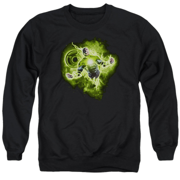 Black men's crewneck sweatshirt with Green Lantern Lantern Nebula graphic