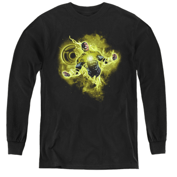 Black youth long sleeve t-shirt with Green Lantern Lantern Nebula graphic