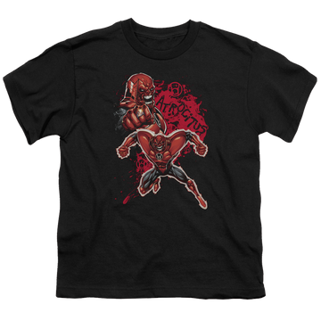 Black youth t-shirt for ages 8 to 12 with Green Lantern Atrocitus graphic