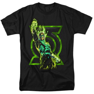 Black men's regular fit t-shirt with Green Lantern Fully Charged graphic