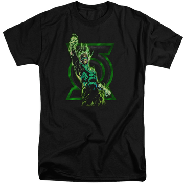 Black men's tall fit t-shirt with Green Lantern Fully Charged graphic