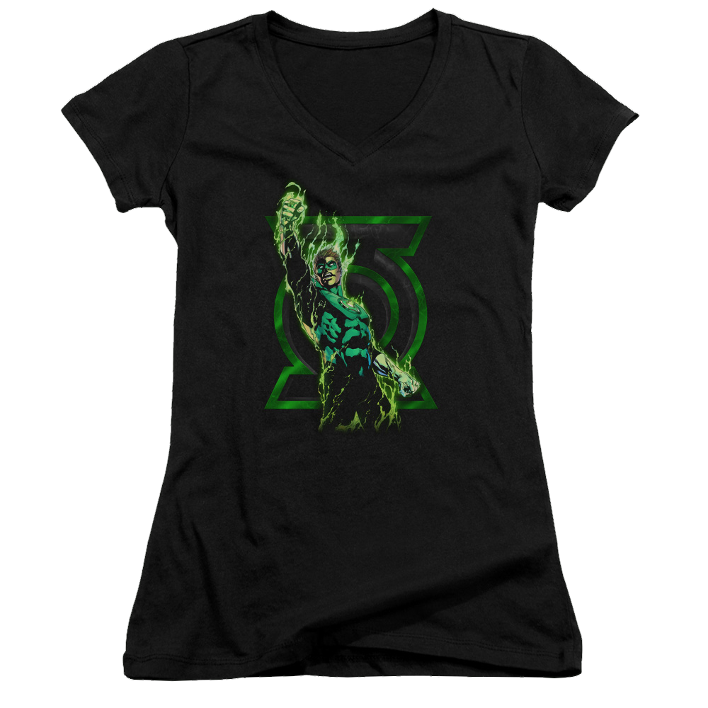 Green Lantern Fully Charged - Juniors V-Neck T-Shirt Juniors V-Neck T-Shirt Green Lantern