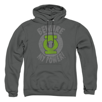 Charcoal pullover hoodie with Green Lantern Beware graphic