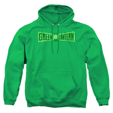 Kelly green pullover hoodie with Green Lantern Flame Logo graphic