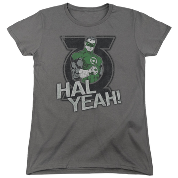Charcoal women's t-shirt with Green Lantern Hal Yeah graphic