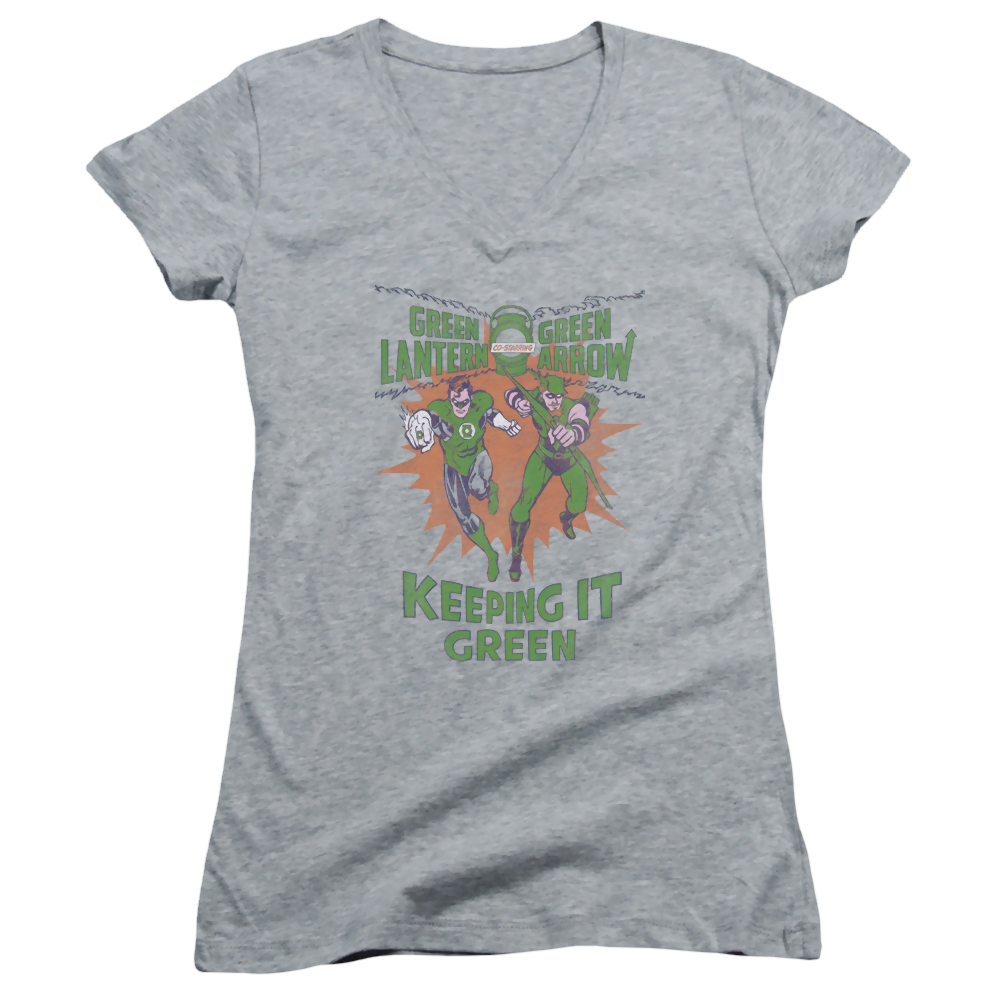 Green Lantern Keeping It Green - Juniors V-Neck T-Shirt Juniors V-Neck T-Shirt Green Lantern