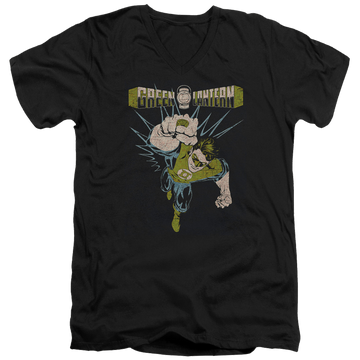 Black men's v-neck t-shirt with Green Lantern Powerful graphic