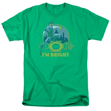 Kelly green men's regular fit t-shirt with Green Lantern Im Bright graphic