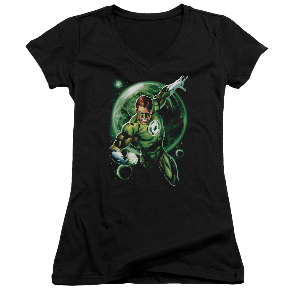 Green Lantern Galaxy Glow - Juniors V-Neck T-Shirt Juniors V-Neck T-Shirt Green Lantern