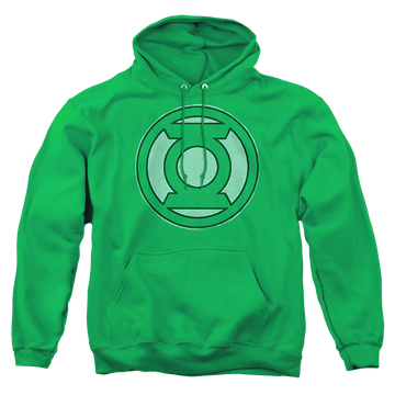 Kelly green pullover hoodie with Green Lantern Hand Me Down graphic