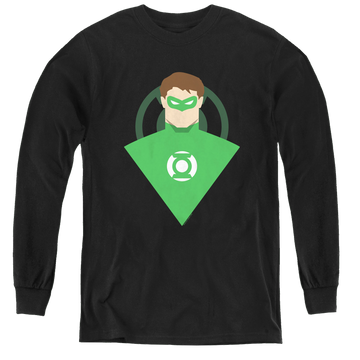 Black youth long sleeve t-shirt with Green Lantern Simple Gl graphic