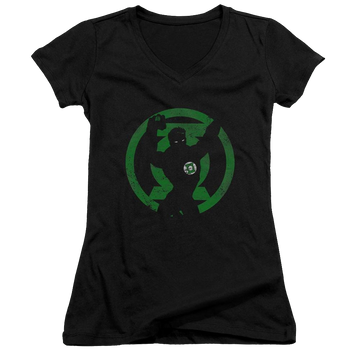 DC Comics Gl Symbol Knockout - Juniors V-Neck T-Shirt Juniors V-Neck T-Shirt Green Lantern