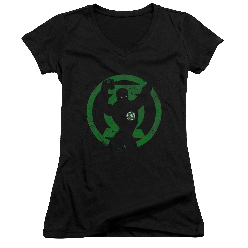 DC Comics Gl Symbol Knockout - Juniors V-Neck T-Shirt Juniors V-Neck T-Shirt Green Lantern