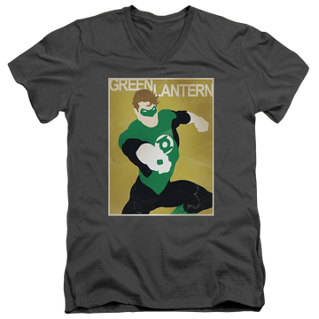 Charcoal men's v-neck t-shirt with Green Lantern DC Comics Simple Gl Poster graphic