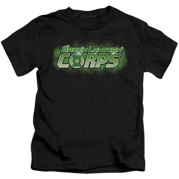 Black kid's t-shirt for ages 4 to 7 with Green Lantern Gl Corps Title graphic