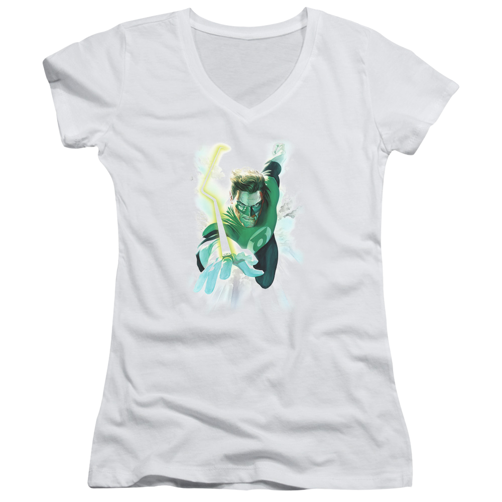 Green Lantern Clouds - Juniors V-Neck T-Shirt Juniors V-Neck T-Shirt Green Lantern