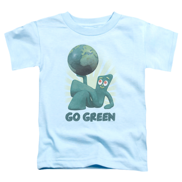 Light blue toddler t-shirt with Gumby Go Green graphic