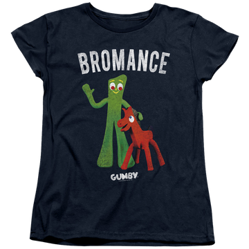 Navy women's t-shirt with Gumby Bromance graphic
