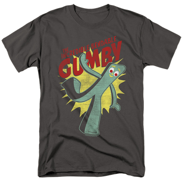 Charcoal men's regular fit t-shirt with Gumby Bendable graphic