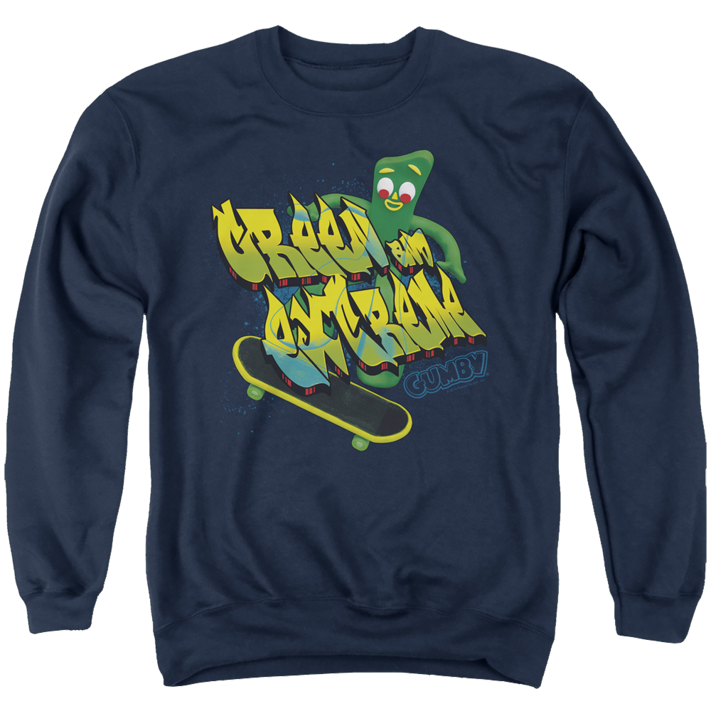 Gumby Green And Extreme Men's Crewneck Sweatshirt Men's Crewneck Sweatshirt Gumby