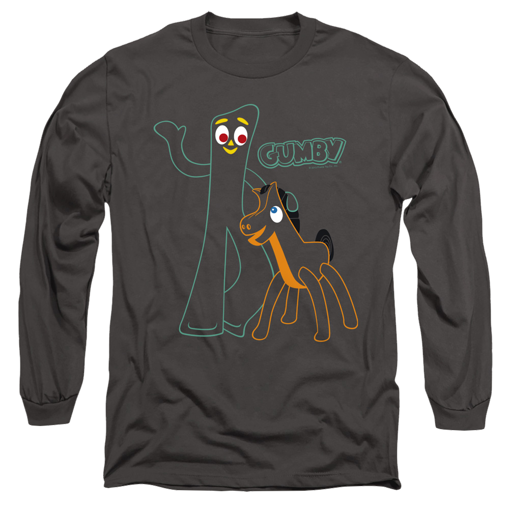 Gumby Outlines Men's Long Sleeve T-Shirt Men's Long Sleeve T-Shirt Gumby