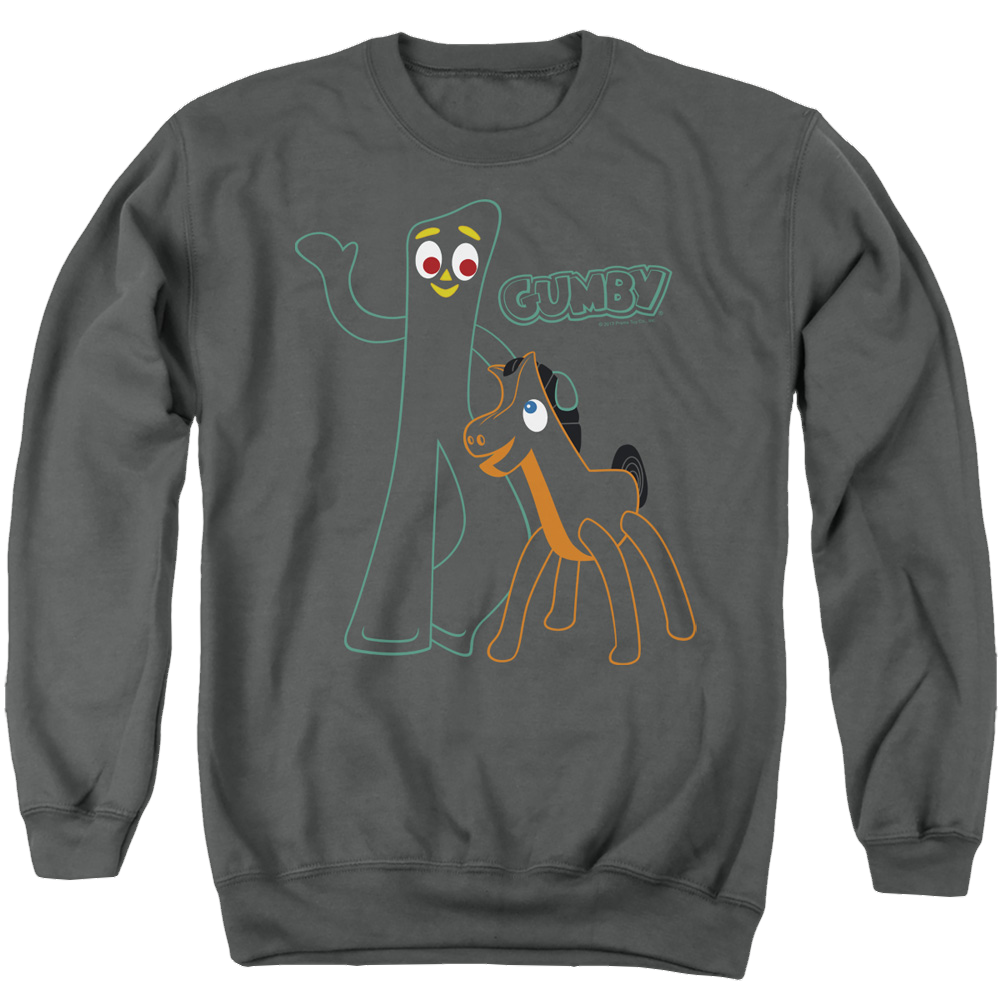 Gumby Outlines Men's Crewneck Sweatshirt Men's Crewneck Sweatshirt Gumby