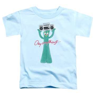 Light blue toddler t-shirt with Gumby Clay Anything graphic
