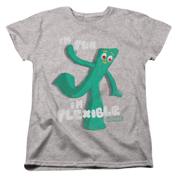 Athletic heather women's t-shirt with Gumby Flex graphic