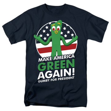 Navy men's regular fit t-shirt with Gumby For President graphic