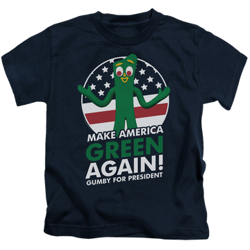 Navy kid's t-shirt for ages 4 to 7 with Gumby For President graphic