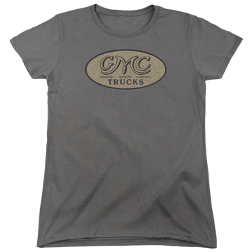 Charcoal women's t-shirt with GMC Vintage Oval Logo graphic