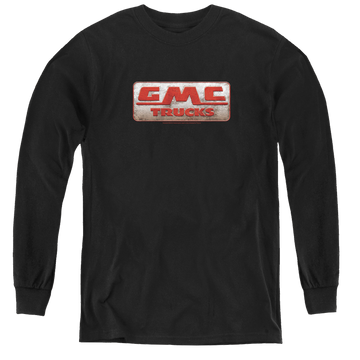 Black youth long sleeve t-shirt with GMC Beat Up 1959 Logo graphic