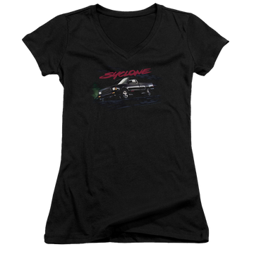 Black juniors v-neck t-shirt with GMC Syclone graphic