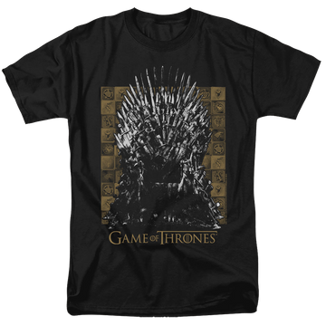Black men's regular fit t-shirt with Game of Thrones Iron Throne graphic