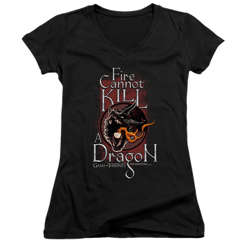 Game of Thrones Fire Cannot Kill A Dragon - Juniors V-Neck T-Shirt Juniors V-Neck T-Shirt Game of Thrones