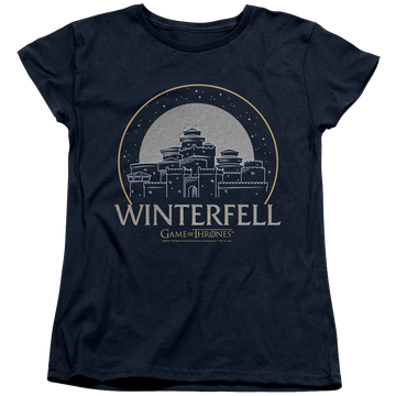 Navy women's t-shirt with Game of Thrones Winterfell graphic