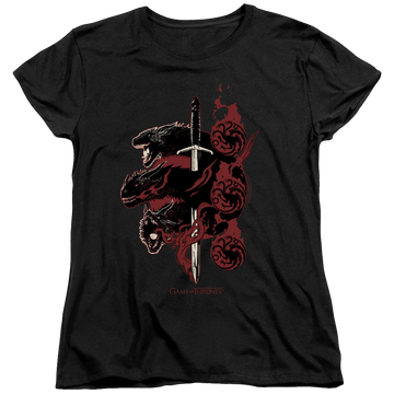 Black women's t-shirt with Game of Thrones Targaryen Dragons graphic
