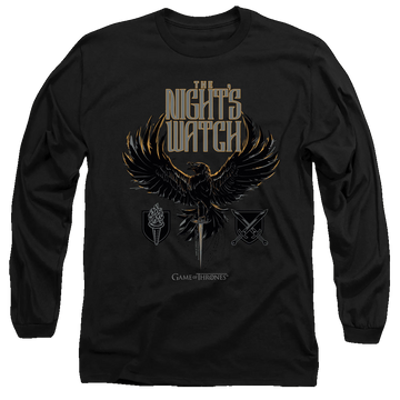 Black men's long sleeve t-shirt with Game of Thrones The Nights Watch graphic