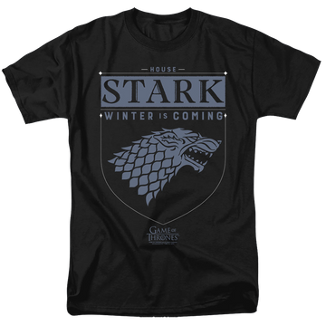 Black men's regular fit t-shirt with Game of Thrones House Stark Sigil graphic