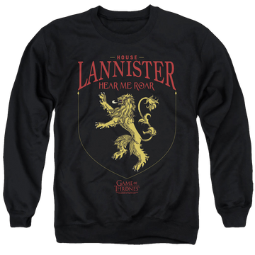 Black men's crewneck sweatshirt with Game of Thrones House Lannister Sigil graphic