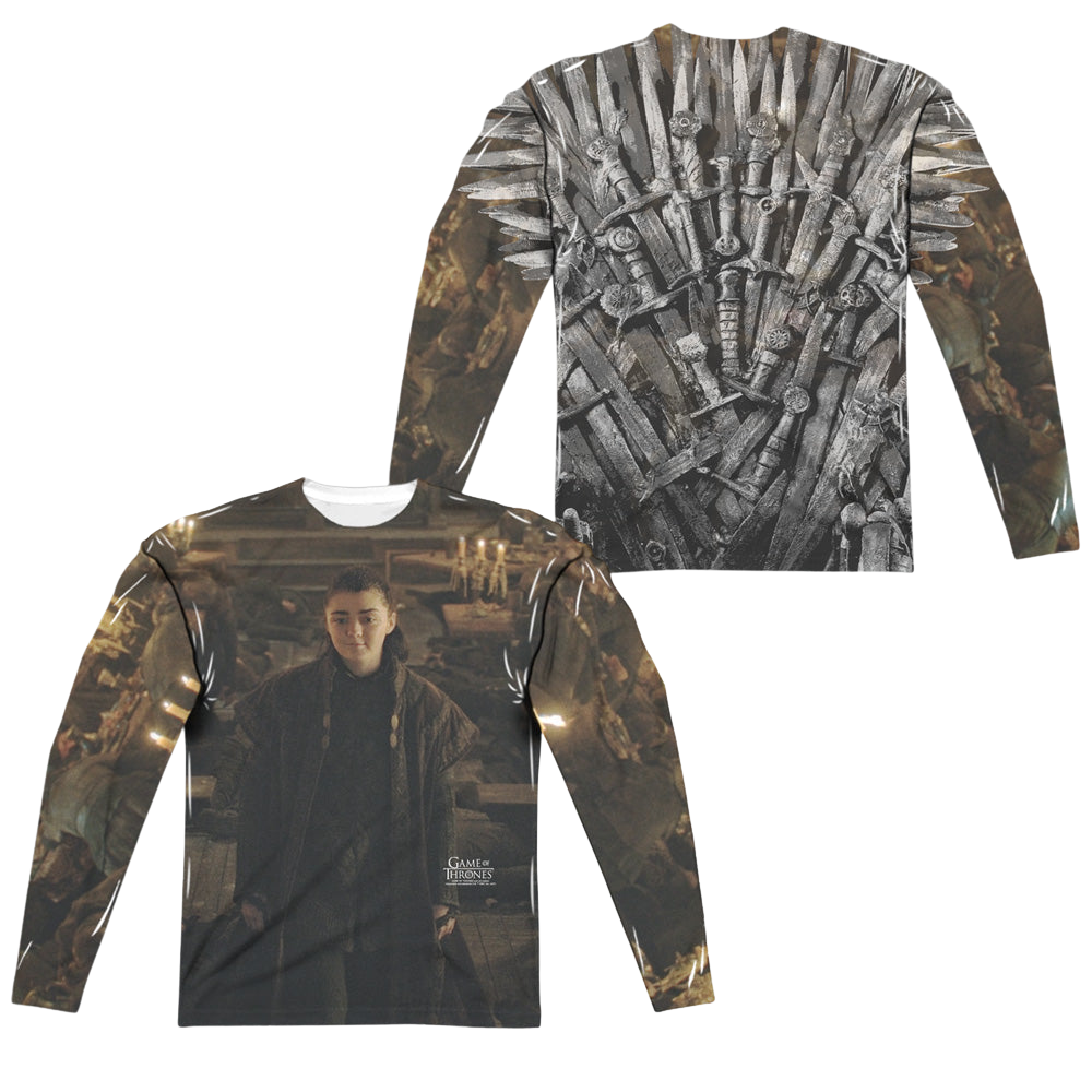 Game of Thrones Arya For The Throne (Front/Back Print) - Men's All-Over Print Long Sleeve Men's All-Over Print Long Sleeve Game of Thrones