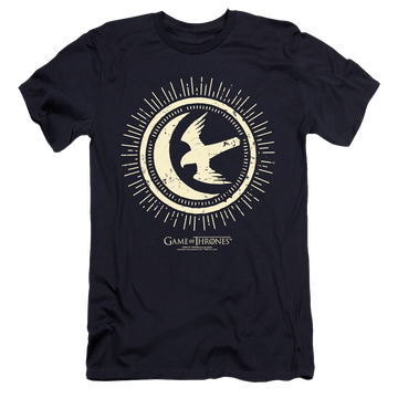 Navy men's premium slim fit t-shirt with Game of Thrones Arryn Burst Sigil graphic