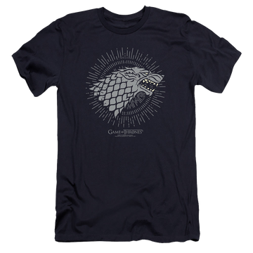Navy men's premium slim fit t-shirt with Game of Thrones Stark Burst Sigils graphic